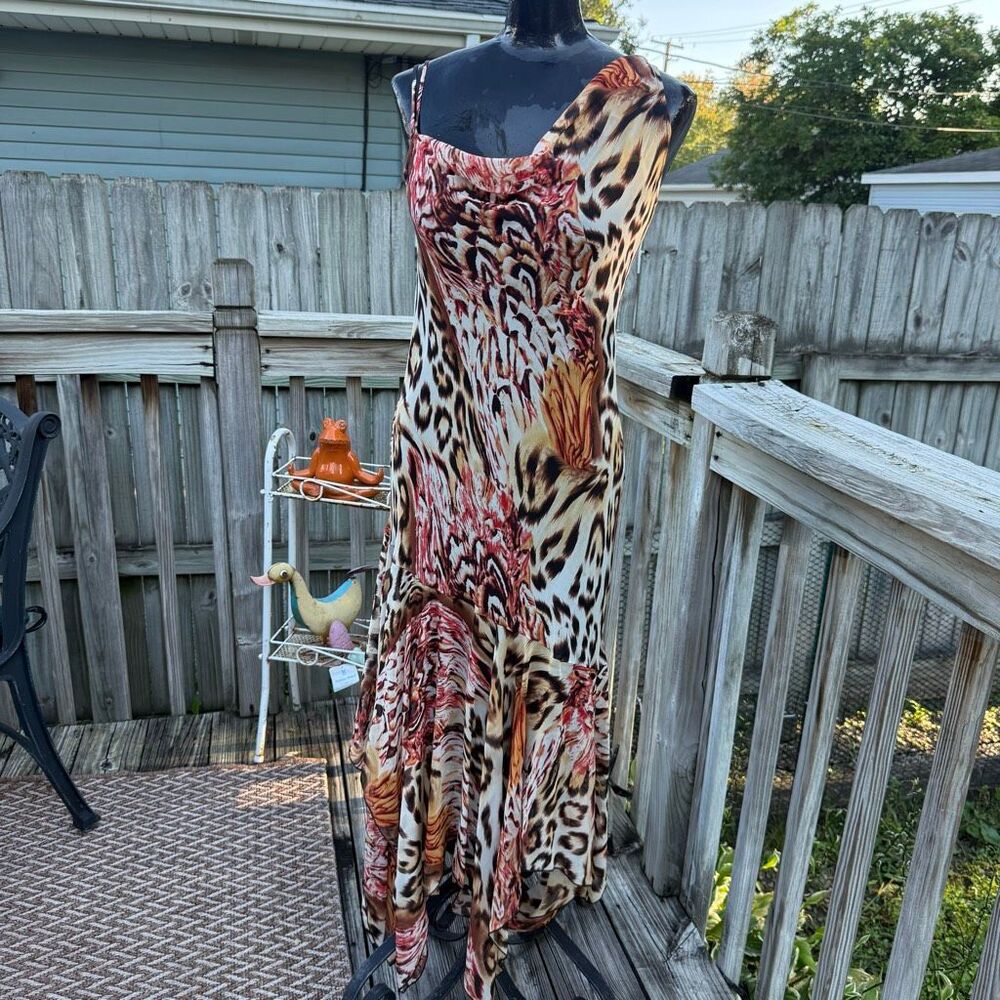 Lapis Animal Print One Shoulder Asymmetrical Maxi Dress Size S